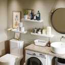 BAMEOS Floating Shelf,Wall Shelf,Decor Wall Mounted Shelves,Hanging Shelf Set L24xW6 for Bathroom Kitchen Living,Kitchen,Room Bedroom Storage,White | for Bathroom, Kitchen, Living, Room, Bedroom Storage, 24x6