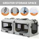 Extra Large Cat Carrier Soft Sided, Portable Small Dog Carrier for 2 Cats, 24"x16.5"x16" Car Travel Folding Comfortable Design with Litter Box and Bowls, Grey-2+ Litter Box+ Bowl