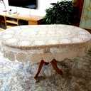 USTIDE Vintage Oval Crochet Tablecloth Beige Cotton Lace Table Cover Rustic Oval Table Overlays for Wedding/Party 80"x120"