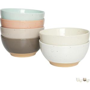 Bosmarlin Small Ceramic Dessert Bowls, 16 Oz, Set of 6, Dishwasher and Microwave Safe, For Cereal, Ice Cream, Soup, Salad, Rice (Multicolor)