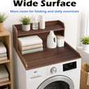 Royxen Single Washer Dryer Countertop, 2-Tier Laundry Countertop with Shelf, Soild Wood Core Washer Dryer Topper for Laundry Room Organization (Walnut)
