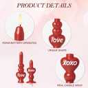 WDS WONDROUS Flameless Heart Candles Set of 2, Red LED Valentine's Day Candles - Battery Operated Love & XOXO Heart Shaped Candle for Home Decor, Wedding, Gift for Her