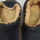 Zigzagger Men's Slip On Moccasin Slippers, Indoor/Outdoor Warm Fuzzy Comfy House Shoes, Fluffy Wide Loafer Slippers,Black, 42-43