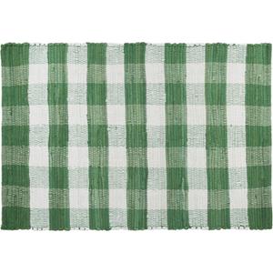 GLAMBURG Cotton Buffalo Check Plaid Rug, 22x34, Green White, Farmhouse, Kitchen Bathroom Outdoor Porch Laundry Living Room, Washable, Handwoven, Reversible, Anti-Fatigue, Water Repellent
