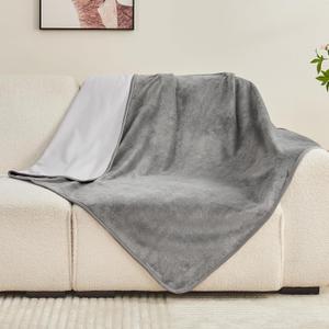 Waterproof Blanket 40"x60" for Adults, Reversible Waterproof Bed Cover for Dogs Cats Pets, Soft Leakproof Blanket for Bed Couch Sofa Furniture Protector, Grey/Light Grey