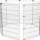 Amazon Basics Foldable Octagonal Metal Exercise Dog Playpen - Indoor/Outdoor, No Door, Large (8 Panels, 24 x 42), Easy to assemble, store, and customize, 42" - Large, Black