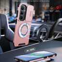 JAME for Samsung Galaxy S26 Case, Ring Holder Stand Kickstand, Slide Camera Cover with Screen Protector, Dual-Layer Shockproof Protective, Magnetic Accessory Friendly Galaxy S26 Phone Case, Pink