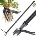 Stand Up Weed Puller Tool, 45" Adjustable All-Metal Long Handle Weeder with 4-Claw Steel Head, Remove Weeds by Roots Without Bending or Kneeling, Heavy Duty Garden Tool Back & Knee Friendly (Black)