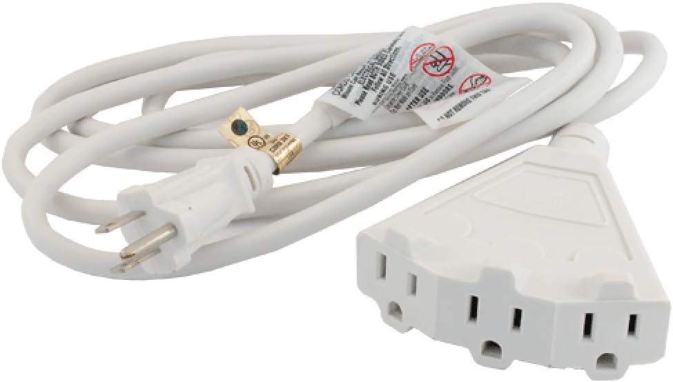 EC1608 Outdoor Extension Cord with 3 Grounded Outlets, 16/3 AWG Medium Duty, 8-Foot, White