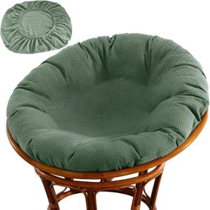 Wibeelee Papasan Chair Cushion Cover, Soft Plush Fleece Slipcover Only, Removable & Machine Washable with Adjustable Design, Fits 44-48 Inch Cushion (Tea Green)