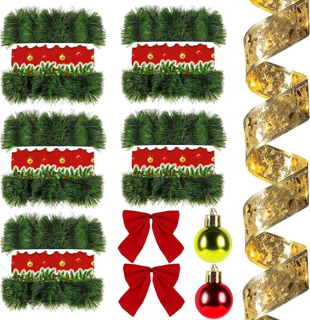 GardenNow 3 Pack 150FT Christmas Garland for Holiday Decoration, Christmas Ribbon Holiday Decor for Outdoor Indoor Artificial Christmas Twist Garland Home Soft Artificial Greenery Party Decoration