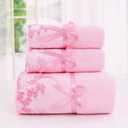 Pink Lace Bath Towels Set, Velvet Ultra Soft & Absorbent Bath Towel and Hand Towels Set for Bathroom,Shower, Washroom, Toilet (1 Bathroom Towel+2 Hand Towels)
