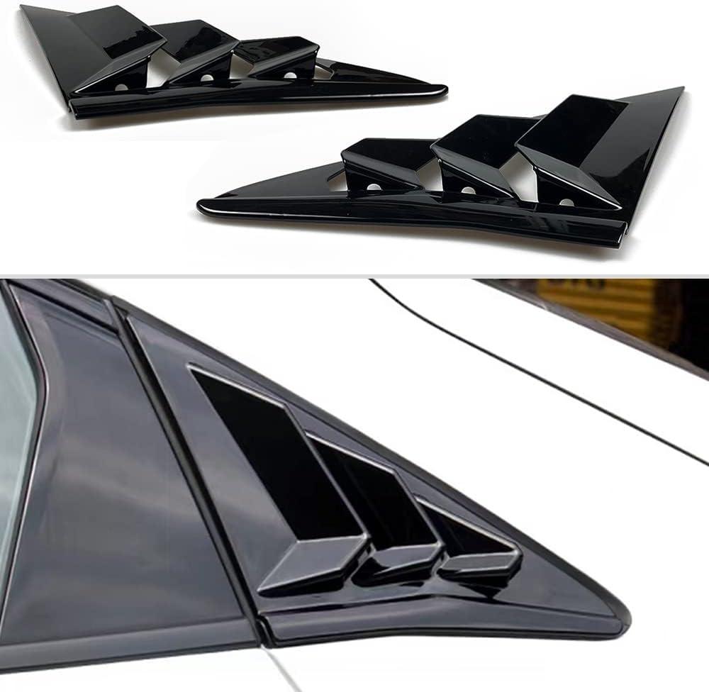 for Honda 10th Gen Civic 2016-2021 Rear Side Window Louver Decorate Cover Rear Air Vent Window Louvers Blinds Covers Auto Accessories (10th Gen Civic Hatchback, Bright Black)