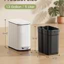 Cesun Bathroom Small Trash Can with Lid Soft Close - 1.3 Gallon Slim Garbage Can with Removable Inner Bucket, Stainless Steel Waste Basket with Step Pedal for Bedroom, Living Room, Office, White