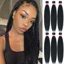 Black Braiding Hair,Pre Stretched Braiding Hair Extensions for Women | 26 Inch 6 Packs Braiding Hair Prestretched Synthetic Soft Hot Water Setting Crochet Braids Hair Extension for Daily Use-1B