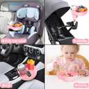 2 x Kids Car Seat Tray, Travel Tray with Cup Holder for Toddler, Kids Car Seat Food Snack Holder for Road Trip, Stroller snack Organizer travel must haves - Pink Color