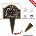 T&R Large Please Clean Up After Your Dog Sign with Stake - 2 Pack - 14 x 10 Rust Free Heavy Aluminum Sign for Outside, UV Protected, Waterproof and Fade Resistant, Easy to Install