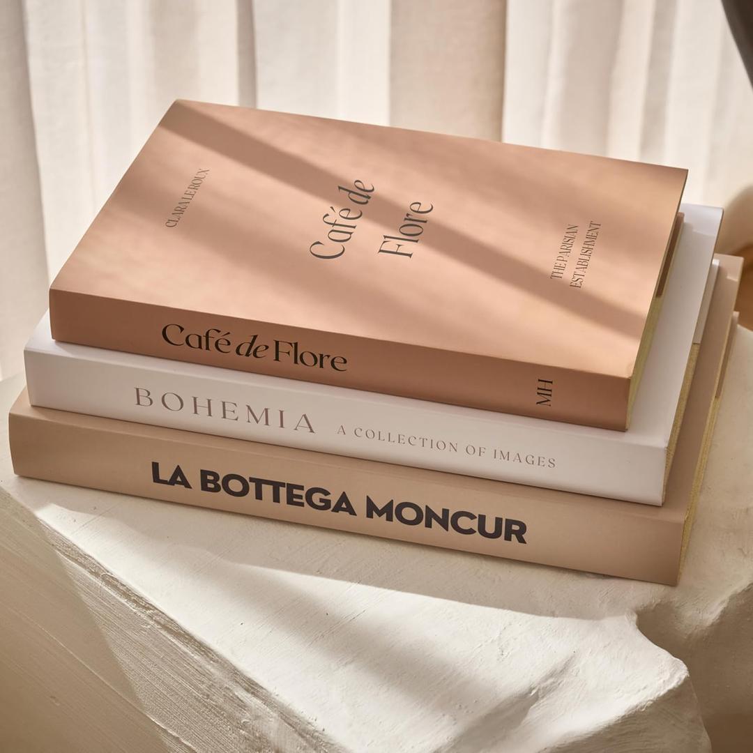 Faux Books for Decoration Coffee Table Books set of 3 Decorative Books Neutral Room Decor Aesthetic Shelf Decor Beige White Earth Tones Real Blank Pages Removable Covers Home Dcor Accents