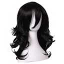 ColorGround Medium Long Wavy Anime Cosplay Wig for Men (Black Wavy)