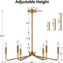 ACANER Brushed Gold Chandeliers for Dining Room, 6-Light Modern Farmhouse Chandelier, Brass Candle Style Hanging Light Fixture for Living Room Bedroom Kitchen Island 6-Light, 26 inch