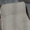 60-Inch Knitted Christmas Tree Skirt with Mermaid Stitch Pattern and Fishscale Buttons, Machine Washable, White (Cream)