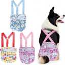 Washable Female Dog Diaper with Suspender - 3 Pack Reusable Super Absorbent & Leakproof Fixed Doggie Diapers for Dogs in Heat Cycle-S