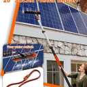 30Ft Reach Solar Panel Cleaning Brush Kit with 5-24ft Telescoping Pole, Water Fed Window Cleaner Tool with 20" Brush, Soap Dispenser, Cobweb Duster, Squeegee for Roof, RV, Gutter, Boat, Deck
