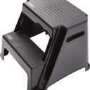 Rubbermaid 2-Step Molded Plastic Step Stool, Lightweight with Slip Resistant Treads and Non-Slip Feet, Black 