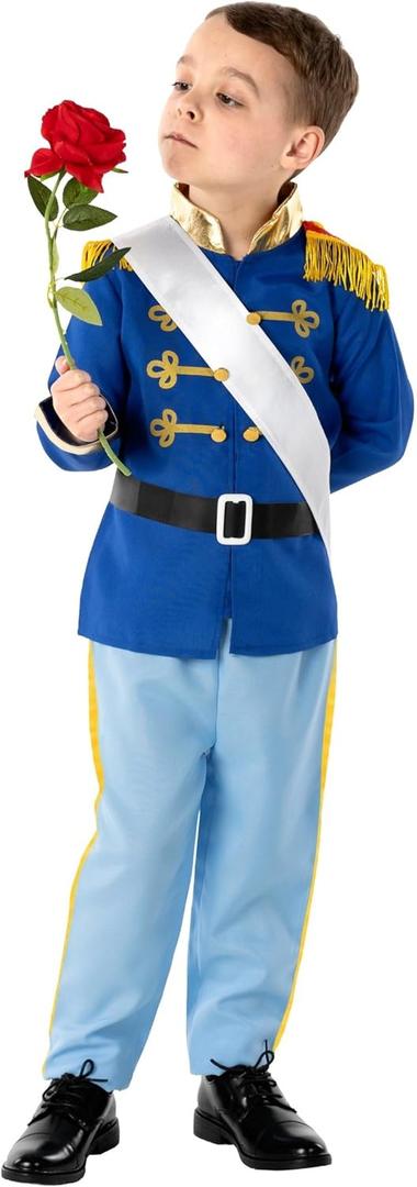 fun shack Boys Prince Costume - Kids Prince Charming Dress Up Outfit for Boys - Royal Dress Up Costume for Kids (Small, Blue)