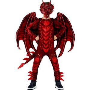 Morph Red Dragon Costume for Kids, Boys Halloween Dragon Costume with Wings, Fun Dress-Up for Parties and Events (Medium)
