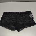 OYOANGLE Women's Floral Lace See Through Shorts Elastic Waist Bow Knot Y2k Going Out Shorts (Medium, Black)