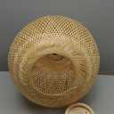 Bamboo Pendant Light,15.7'' Boho Rustic Chandelier, Island Dining Beige Ceiling Light Ball Shape, Natural Wicker Fixtures for Living Room, Farmhouse, Bedroom Hand-Woven Rattan Bamboo Lamp (40cm)