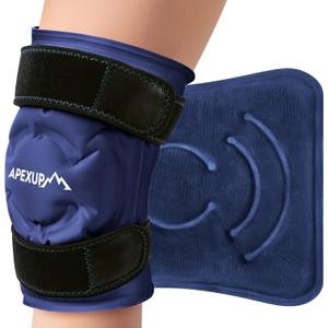 APEXUP Ice Pack for Knee Pain Relief, Large Reusable Wrap After Surgery, Flexible Gel Cold Pack for Injuries, Pain Relief for Back, Shoulder, Elbow, Ankle and Leg (Navy Blue, L, 1PK)