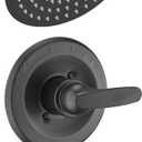 8" Rain Shower Faucet Compatible with Delta 13/14 Series Tub Trim Kit, High Pressure Round Rain Shower Head& Handle Set System, Matte Black (Valve& Catridge Not Inclued)