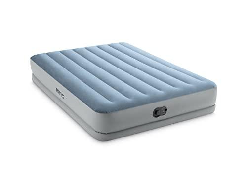 Intex 64159E Dura-Beam Plus Mid-Rise Air Mattress: Fiber-Tech - Queen Size - Built-in USB Electric Pump - 14in Bed Height - 600lb Weight Capacity