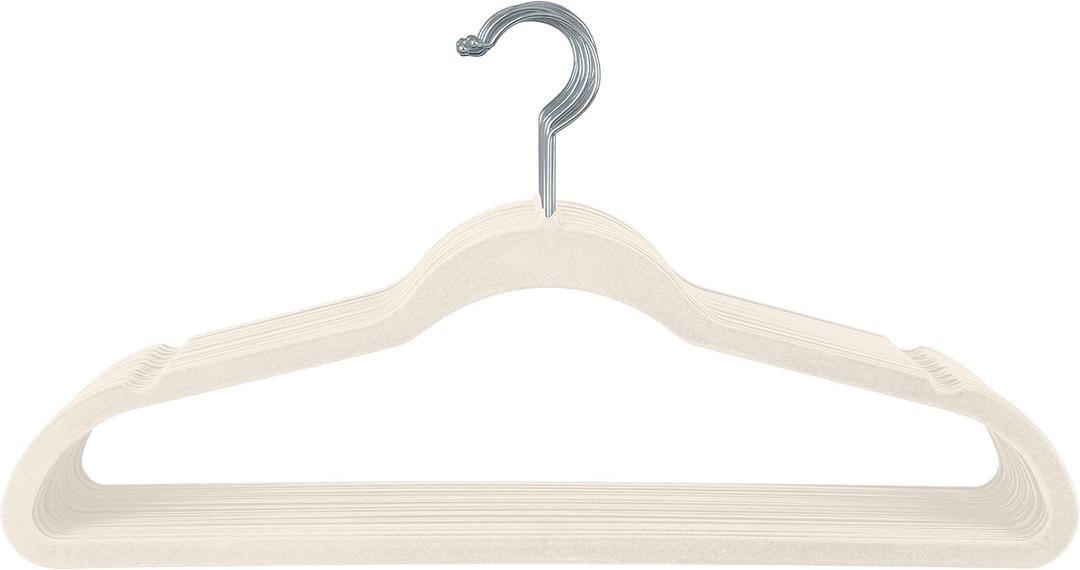 Simplify Slim Velvet Clothes Hangers | 25 Pack | Non-Slip | Shirts | Suit | Pants | Dresses | Garments | Closet Storage & Organization | Durable | Ivory