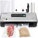 Food Vacuum Sealer Machine 10-In-1 with Bag Storage (Up to 20FT) and Cutter, INKBIRD Food Sealer Vacuum Sealer for Food with Moist/Dry/Canister 5 Food Modes, Starter Kits Bags x 5 and Bag Roll x 1, 85KPa (Silver)