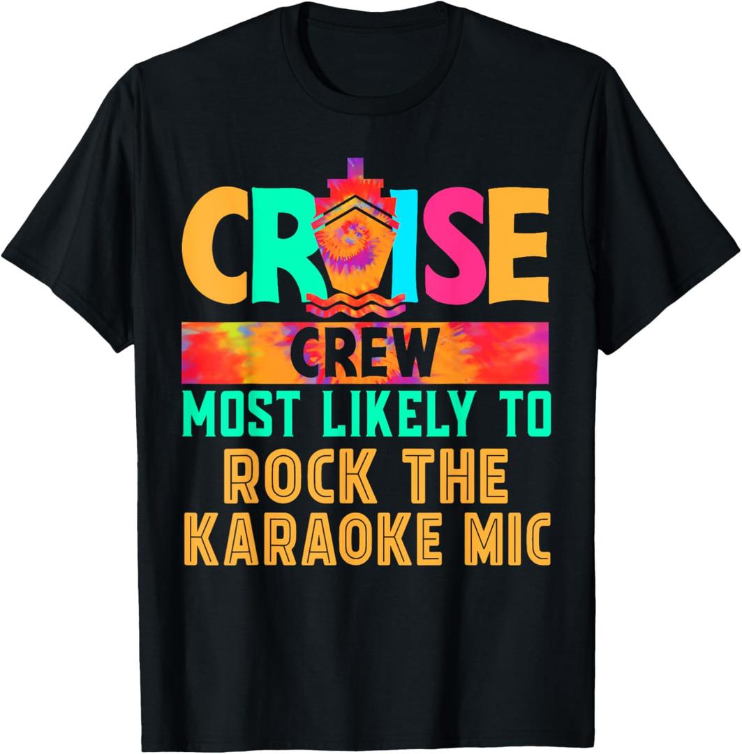 Cruise Crew Most Likely to Rock The Karaoke Mic Hippie T-Shirt, Size 2X
