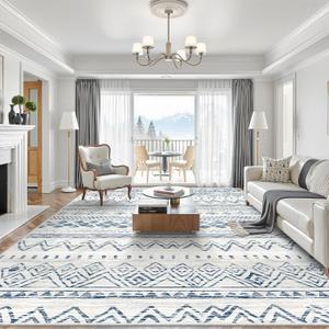 Miukiki 10x14 Area Rugs for Living Room Non Slip Washable Rug Blue