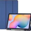 ProCase Cover for Galaxy Tab S6 Lite 10.4 Case 2024 2022 2020 with S Pen Holder(SM-P620/P625/P613/P619/P615/P610), Trifold Stand Folio Soft TPU Translucent Back Cover Support Auto Wake/Sleep -Navy