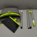 TreeLen Broom and Dustpan Set, TreeLen Broom with Dust Pan with Long Handle Combo Set for Office and Home Standing Upright Sweep Use with Lobby