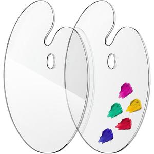 Poola Voidra 2 Pack 17 x 24 Inch Extra Large Transparent Oval Acrylic Palettes, High Transparency, Non-Stick, Easy to Clean, Suitable for Art, Painting, Makeup, and Crafts