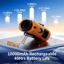 Socool 10000mAh Portable Waist Fan Clip on Wearable Belt Personal Fan Rechargeable Battery Operated with 5 Speeds & Flashlight Neck Hands-Free 40H Cooling for Outdoor Travel Power Bank (Orange)