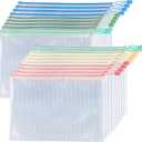 Light Color Plastic Mesh Zipper Pouch 9x13 in (5 Colors, 20 Packs), Waterproof Zipper Pouches, Letter Size A4 Size for School Office Supplies, Toys and Board Game Organizing Storage