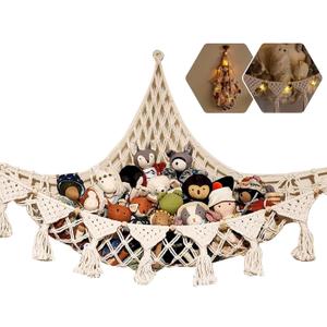 Stuffed Animals Toy Storage Hammock Wall Hanging Net Corner Hanging Organizer Bedroom Plush Toy Holder for Room Decor 47.2 Inch