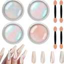 Allstarry Chrome Nail Powder Metallic Mirror Effect Pigment Iridescent Aurora, Mermaid Pearl Glitter Dust Kit for Gel Polish Nail Art Decoration, Resin Craft- Violet Green Emerald