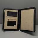 Time Resistance Leather Portfolio - A4 Document Folder - Italian Handcrafted Padfolio Organizer (Black) - Gift Box Included