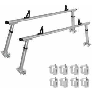 Non-Drilling Aluminum Truck Rack, Heavy Duty Width and Height Extendable Truck Bed Ladder Rack, Fit for Max 66" Wide Truck Bed, 600 lb. Capacity
