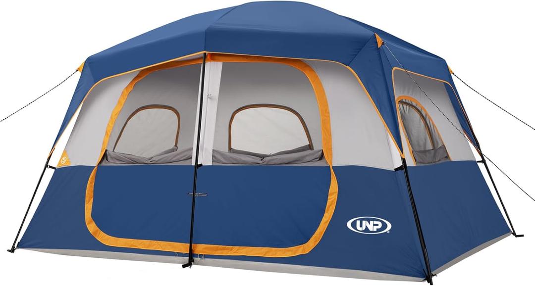 UNP Tent, Portable Cabin Tent, Camping Tent Easy Set Up, Waterproof with Top Rainfly for Outdoor Camping/Hiking (Dark Blue), Size: 5-8 Person Tent