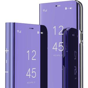 LEMAXELERS Galaxy S21+ Plus Case Slim Mirror Design Clear View Flip Bookstyle Ultra Slim Protecter Shell with Kickstand Protective Cover for Samsung Galaxy S21 Plus Mirror PU PU Purple